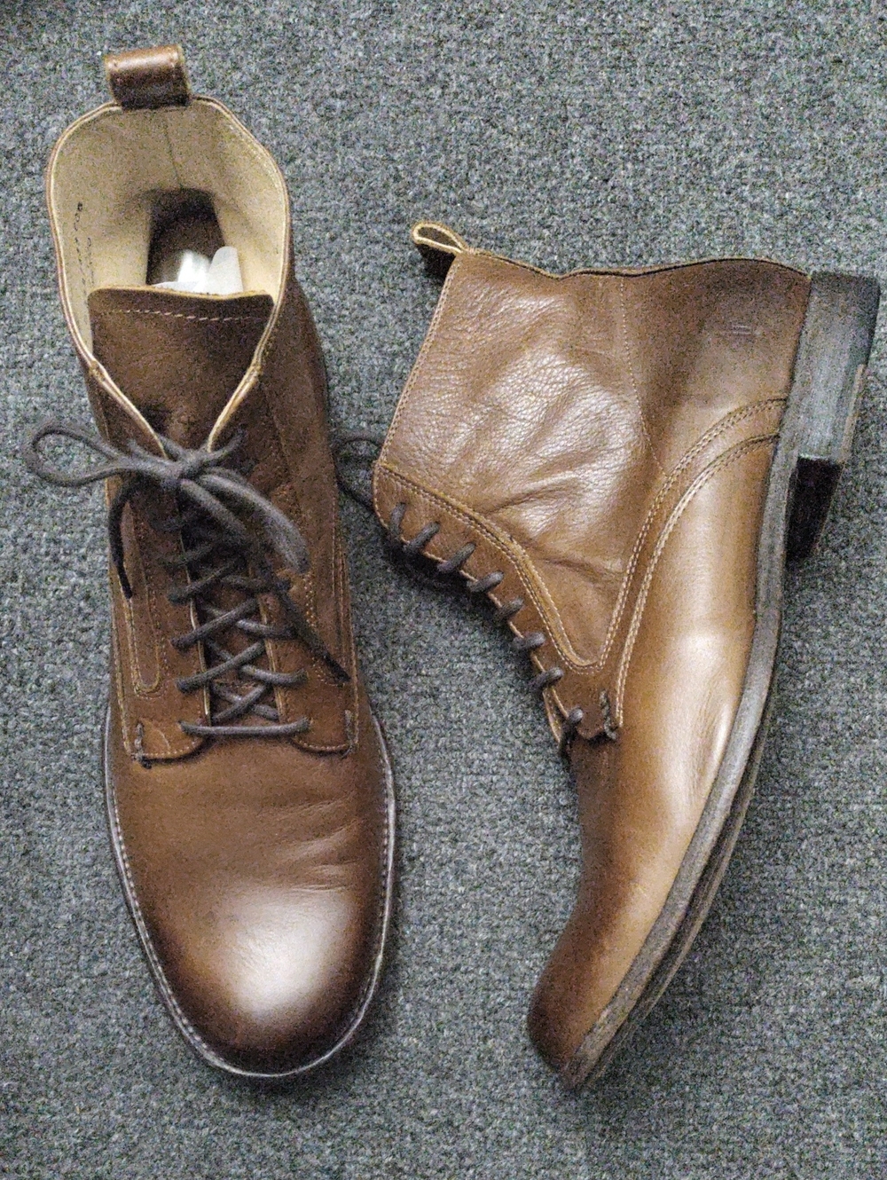 FRYE AND CO. "William" Cognac Brown Leather Lace-Up Boots